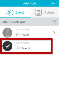 How do I set up motion detection using the mydlink app