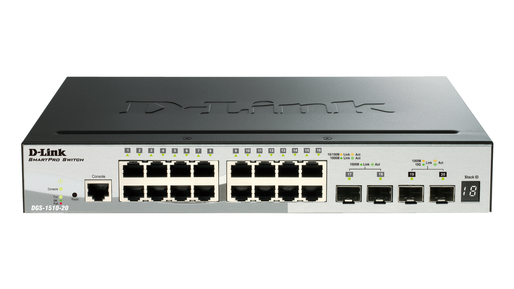 20-Port Gigabit Stackable Smart Managed Switch including 2 10G SFP+ and 2 SFP ports